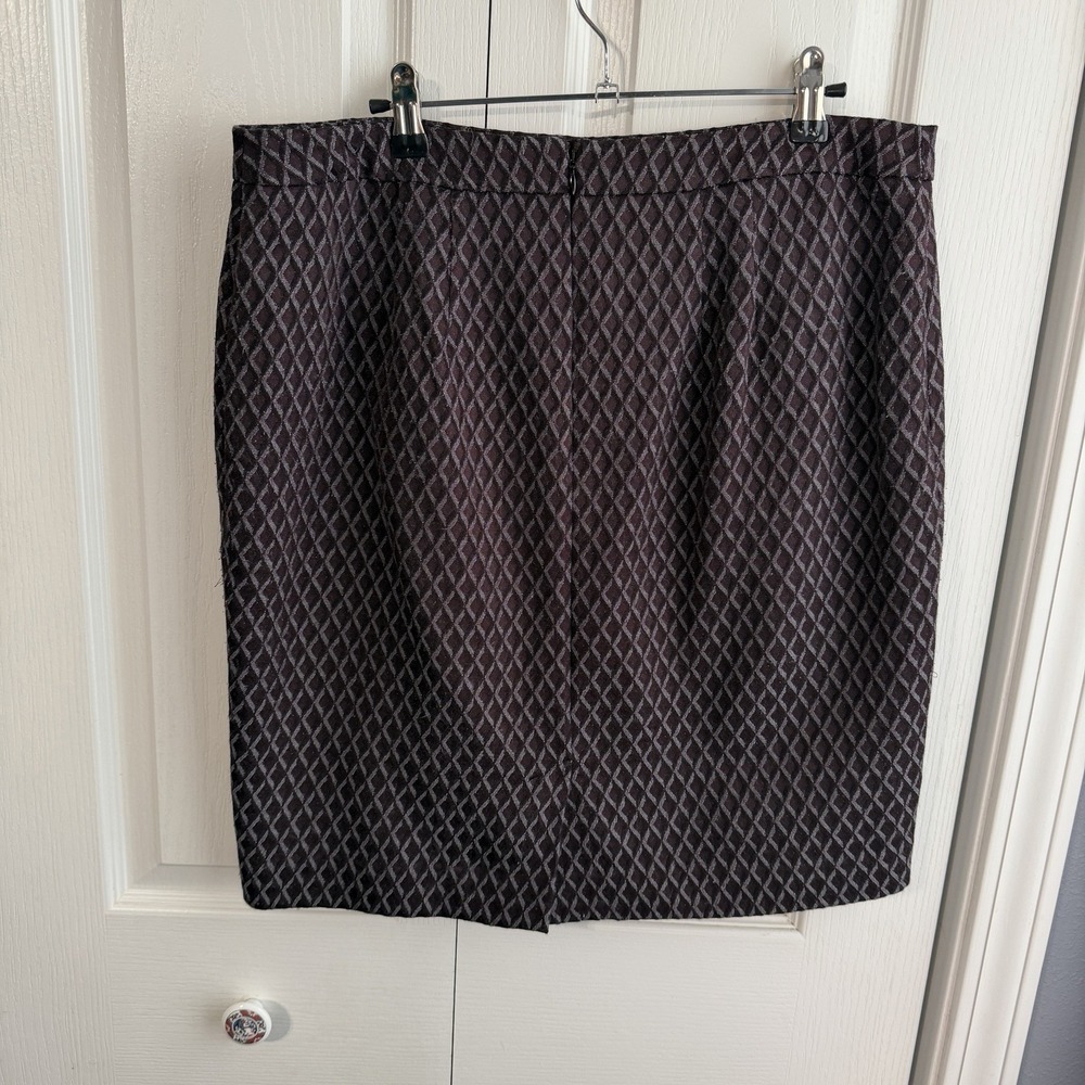 Loft Outlet Burgundy Gray Diamond Lined Mini Skirt Women's Size 12 Business - Picture 3 of 6
